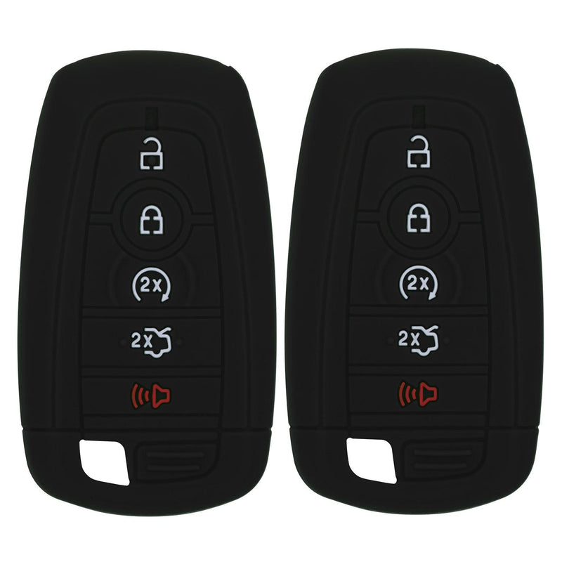 Silicone Key Cover for Ford Fusion Explorer Edge Mustang Expedition 2017-2021 M3N-A2C93142600 164-R8149 (Double Black - 5 Button)