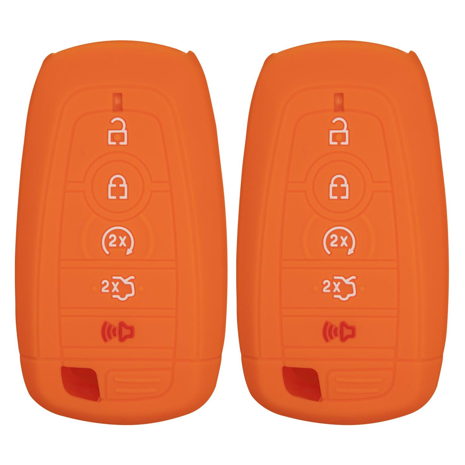 Silicone Key Cover for Ford Fusion Explorer Edge Mustang Expedition 2017-2021 M3N-A2C93142600 164-R8149 (Double Orange - 5 Button)