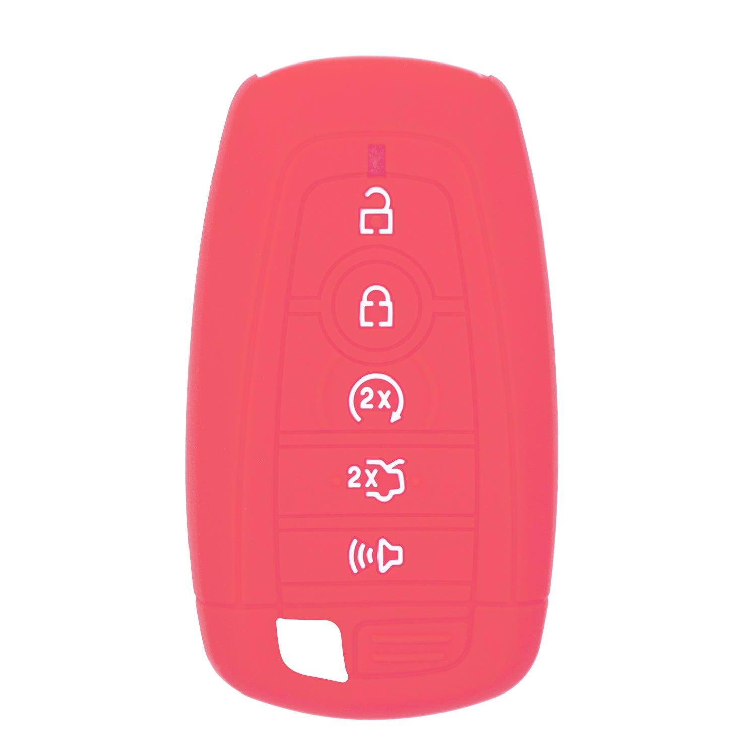 Silicone Key Cover for Ford Fusion Explorer Edge Mustang Expedition 2017-2021 M3N-A2C93142600 164-R8149 (Pink - 5 Button)