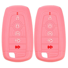 Silicone Key Cover for Ford Fusion Explorer Edge Mustang Expedition M3N-A2C93142600 164-R8149 (Double pink - 5 Button)