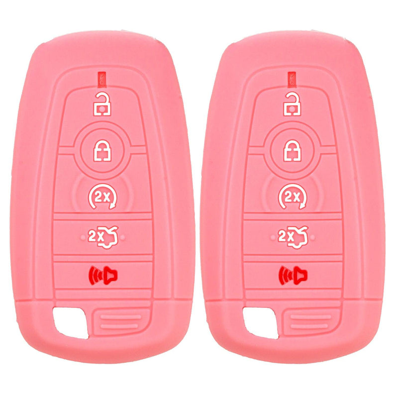Silicone Key Cover for Ford Fusion Explorer Edge Mustang Expedition M3N-A2C93142600 164-R8149 (Double pink - 5 Button)