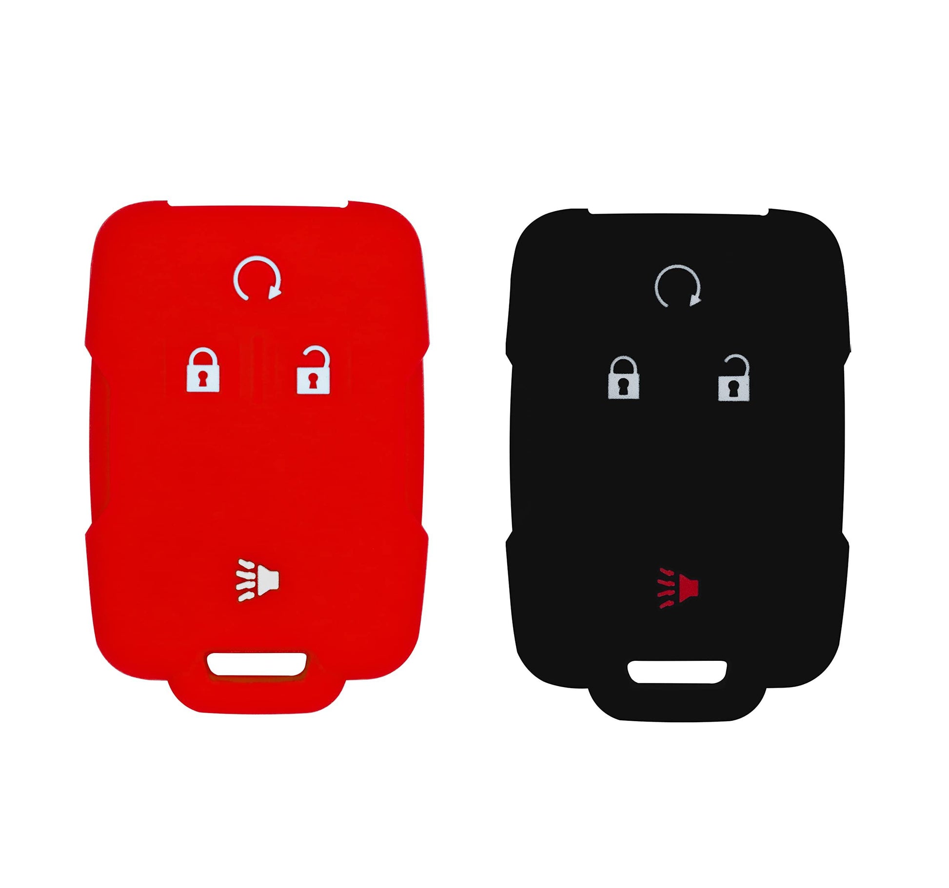 Silicone Key Cover for GMC Sierra Canyon Silverado Colorado 2014-2021 M3N-32337100 (Black & Red - 4 Button)