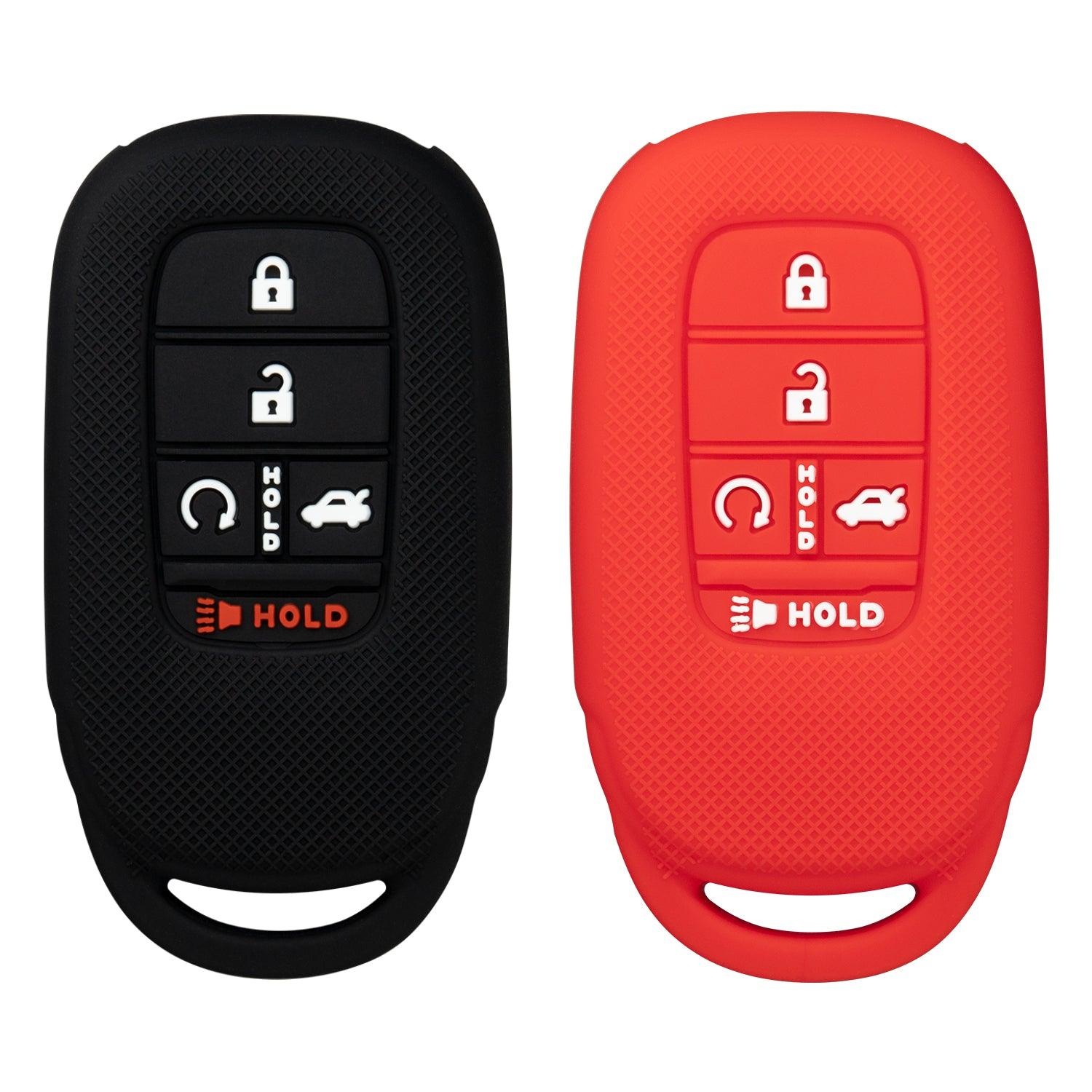 Silicone Key Cover for Honda Accord Civic 2022-2023 KR5TP-4 72147-T20-A11 (Black & Red - 5 Button) 
