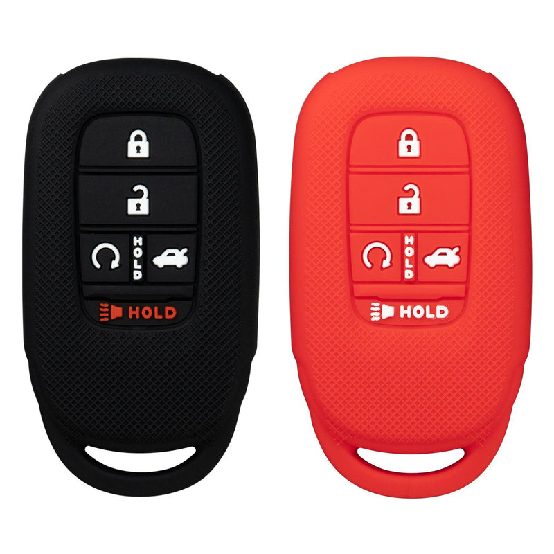 Silicone Key Cover for Honda Accord Civic 2022-2023 KR5TP-4 72147-T20-A11 (Black & Red - 5 Button) 
