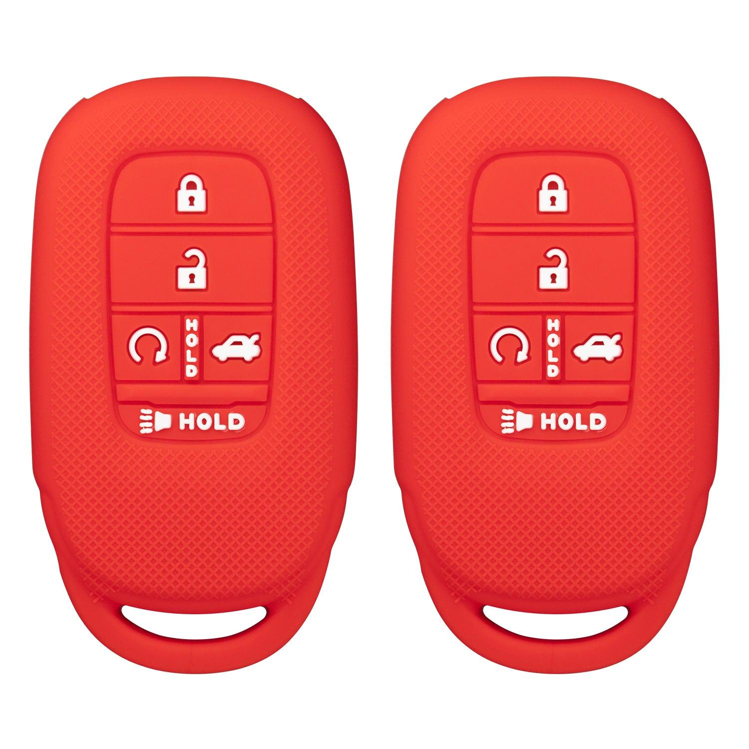 Silicone Key Cover for Honda Accord, Civic 2022-2023 KR5TP-4 772147-T20-A11 (5 Button - Double Red)