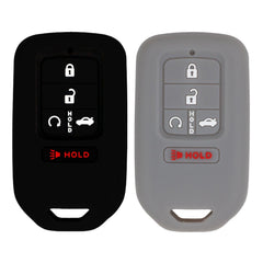 Silicone Key Cover for Honda Accord Civic CR-V CRV Pilot Passport Insight EX EX-L 2015-2021 (5 Button - Black & Grey)