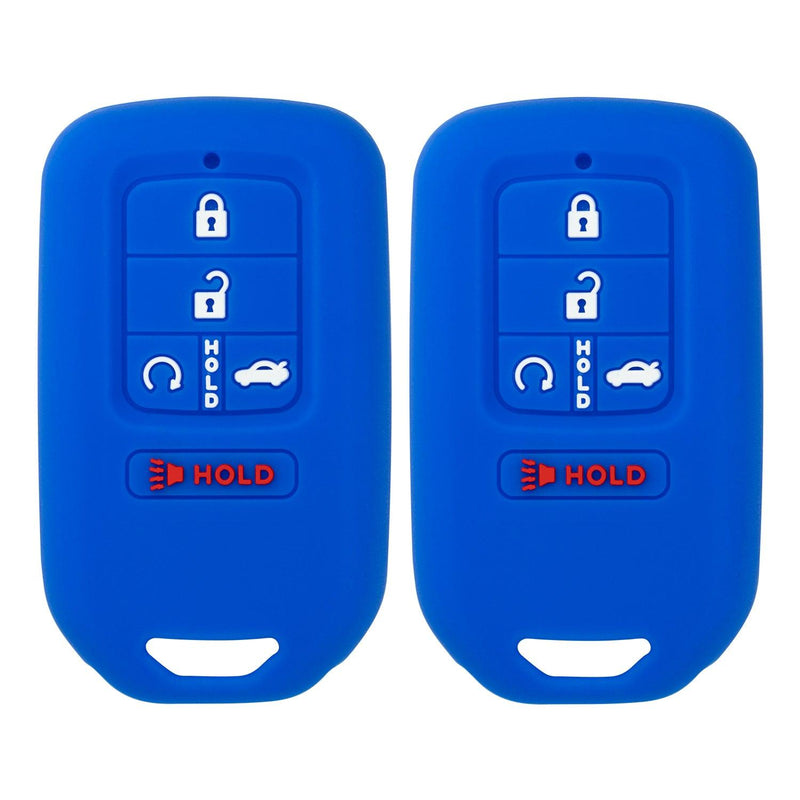 Silicone Key Cover for Honda Accord Civic CR-V CRV Pilot Passport Insight EX EX-L Touring 2015-2021 KR5V2X 72147-TG7-A12 (Double Blue - 5 Button)