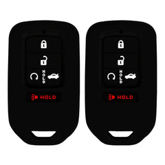Silicone Key Cover for Honda Accord Civic CR-V CRV Pilot Passport Insight EX EX-L Touring KR5V2X 72147-TG7-A12 (Double Black - 5 Button)
