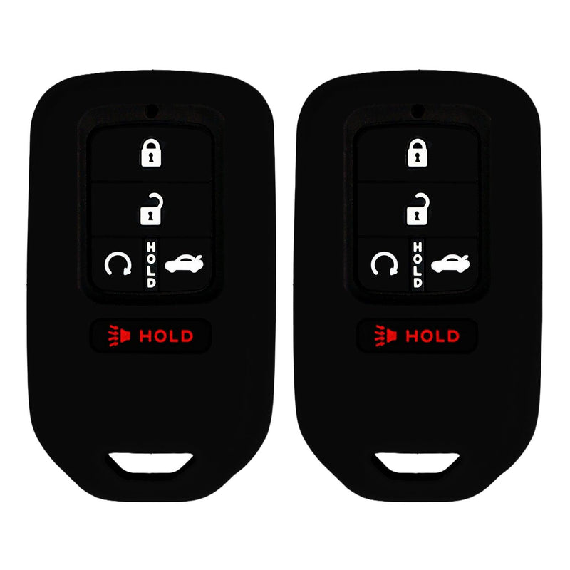Silicone Key Cover for Honda Accord Civic CR-V CRV Pilot Passport Insight EX EX-L Touring KR5V2X 72147-TG7-A12 (Double Black - 5 Button)