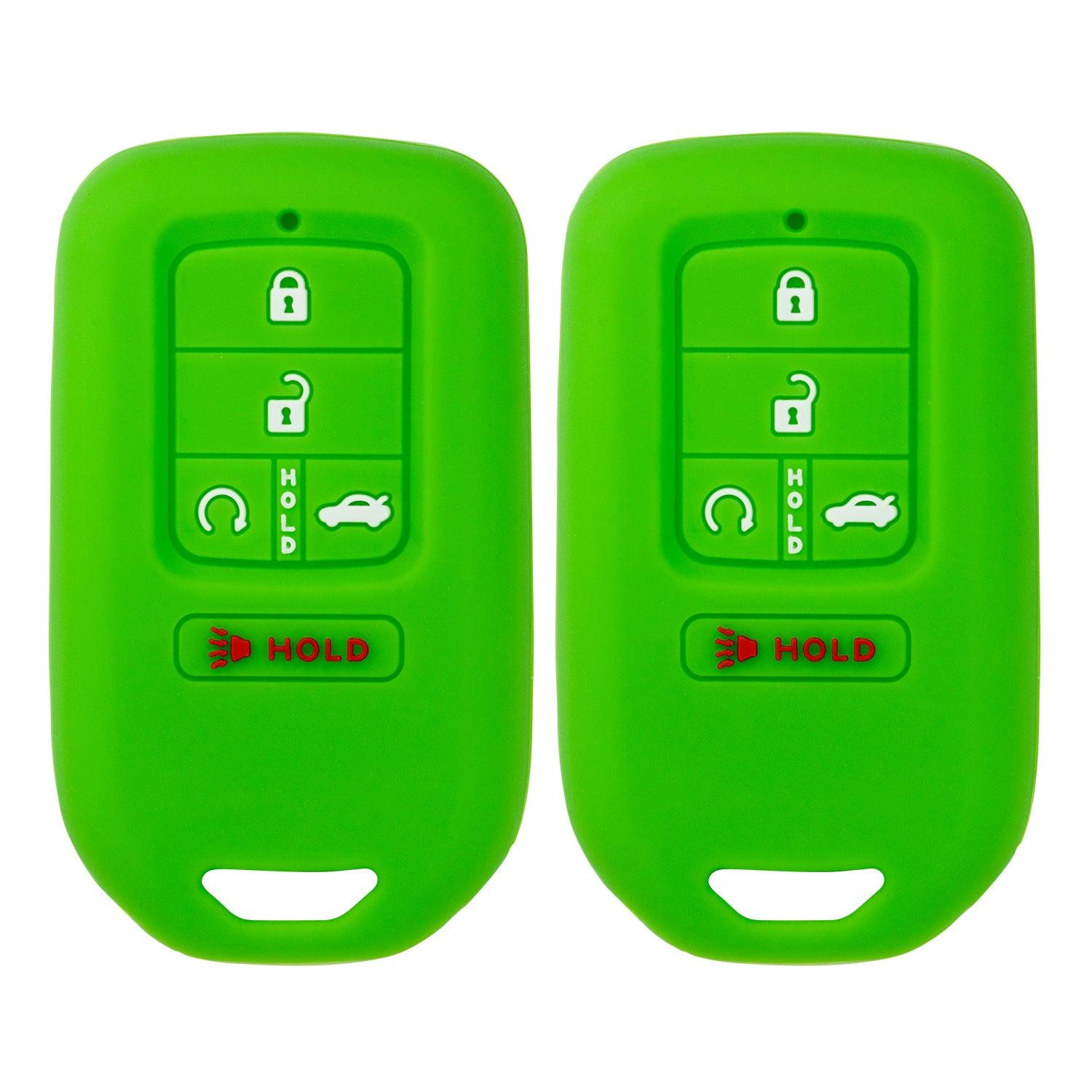 Silicone Key Cover for Honda Accord Civic CR-V CRV Pilot Passport Insight EX EX-L Touring  KR5V2X 72147-TG7-A12 (Double Green - 5 Button)