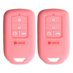 Silicone Key Cover for Honda Accord Civic CR-V CRV Pilot Passport Insight EX EX-L Touring KR5V2X 72147-TG7-A12 (Double Pink - 5 Button)