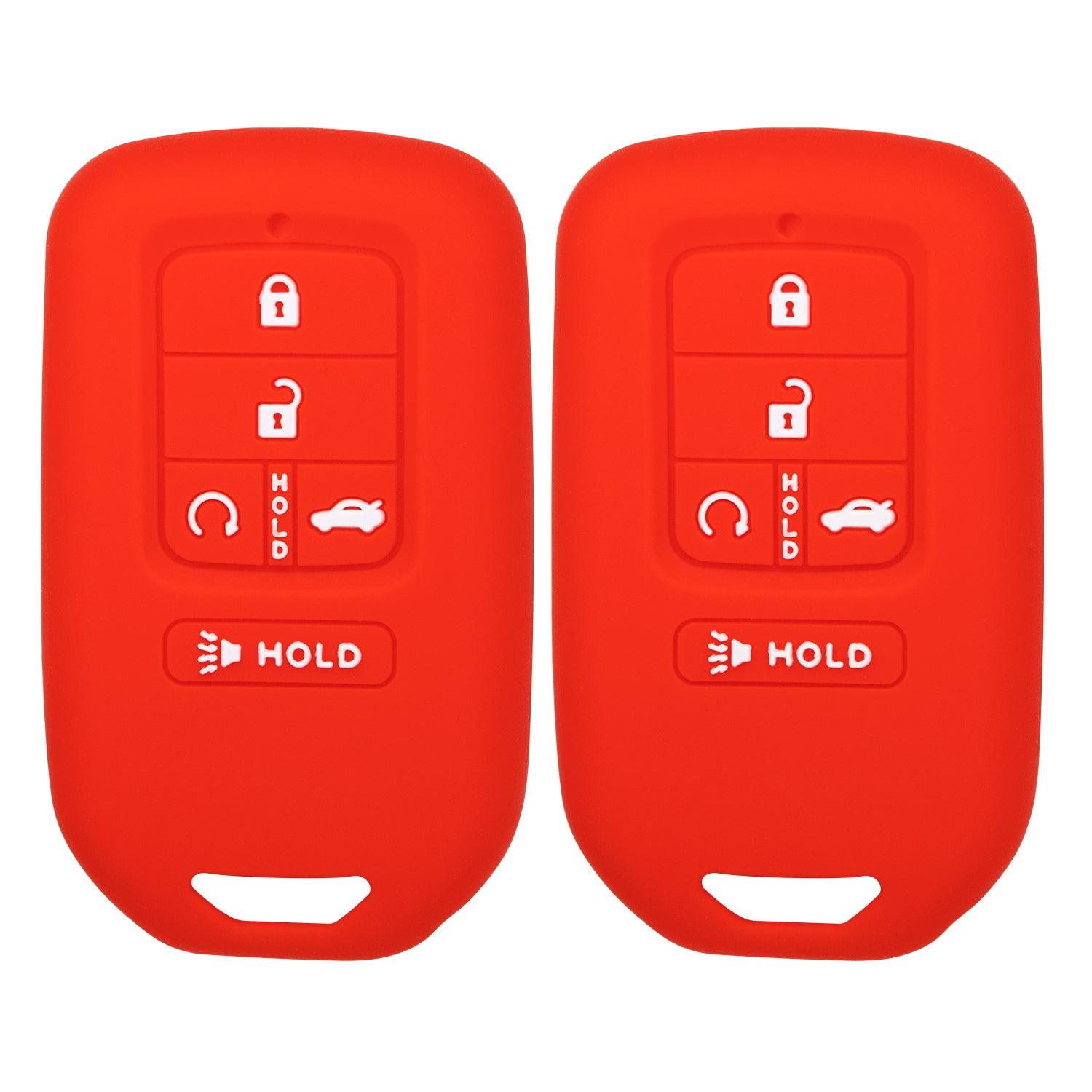 Silicone Key Cover for Honda Accord Civic CR-V CRV Pilot Passport Insight EX EX-L Touring KR5V2X 72147-TG7-A12 (Double Red - 5 Button)