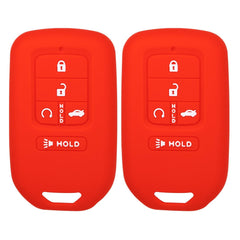 Silicone Key Cover for Honda Accord Civic CR-V CRV Pilot Passport Insight EX EX-L Touring KR5V2X 72147-TG7-A12 (Double Red - 5 Button)