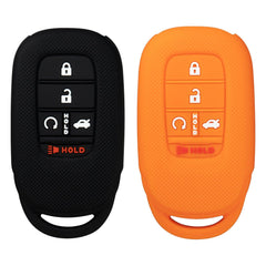 Silicone Key Cover for Honda Civic 2022-2023 KR5TP-4 72147T20A11 (Black & Orange - 5 Button)