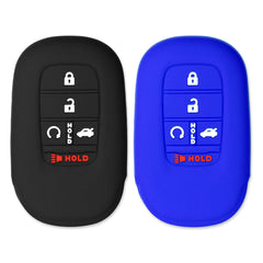 Silicone Key Cover for Honda Civic Accord HR-V Pilot CR-V Sport SI EX EX-L Touring 2022-2025 (Black & Blue - 5 Button)