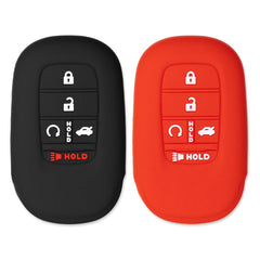 Silicone Key Cover for Honda Civic Accord HR-V Pilot CR-V Sport SI EX EX-L Touring 2022-2025 (Black & Red - 5 Button)