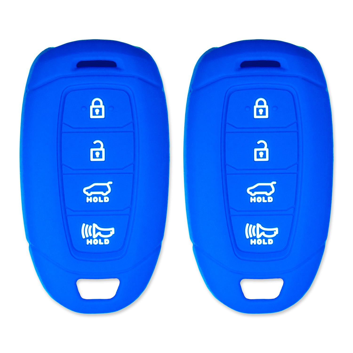 Silicone Key Cover for Hyundai Kona Veloster Elantra GT Santa Fe Palisade 2018-2021 (Double Blue - 2 Pack)