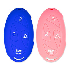 Silicone Key Cover for Hyundai Santa Fe Tucson Elantra Kona Sonata Ioniq 5 6 2023-2025 95440-BF100 (Blue & Pink - 4 Button)