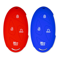 Silicone Key Cover for Hyundai Santa Fe Tucson Elantra Kona Sonata Ioniq 5 6 2023-2025 (Red & Blue - 4 Button)
