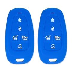Silicone Key Cover for Hyundai Tucson Santa Fe Palisade Sonata IONIQ 5 Santa Cruz Nexo 2021-2024 95440-S8550 (Double Blue - 2 Pack)