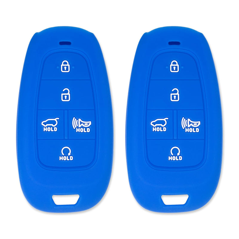 Silicone Key Cover for Hyundai Tucson Santa Fe Palisade Sonata IONIQ 5 Santa Cruz Nexo 2021-2024 95440-S8550 (Double Blue - 2 Pack)