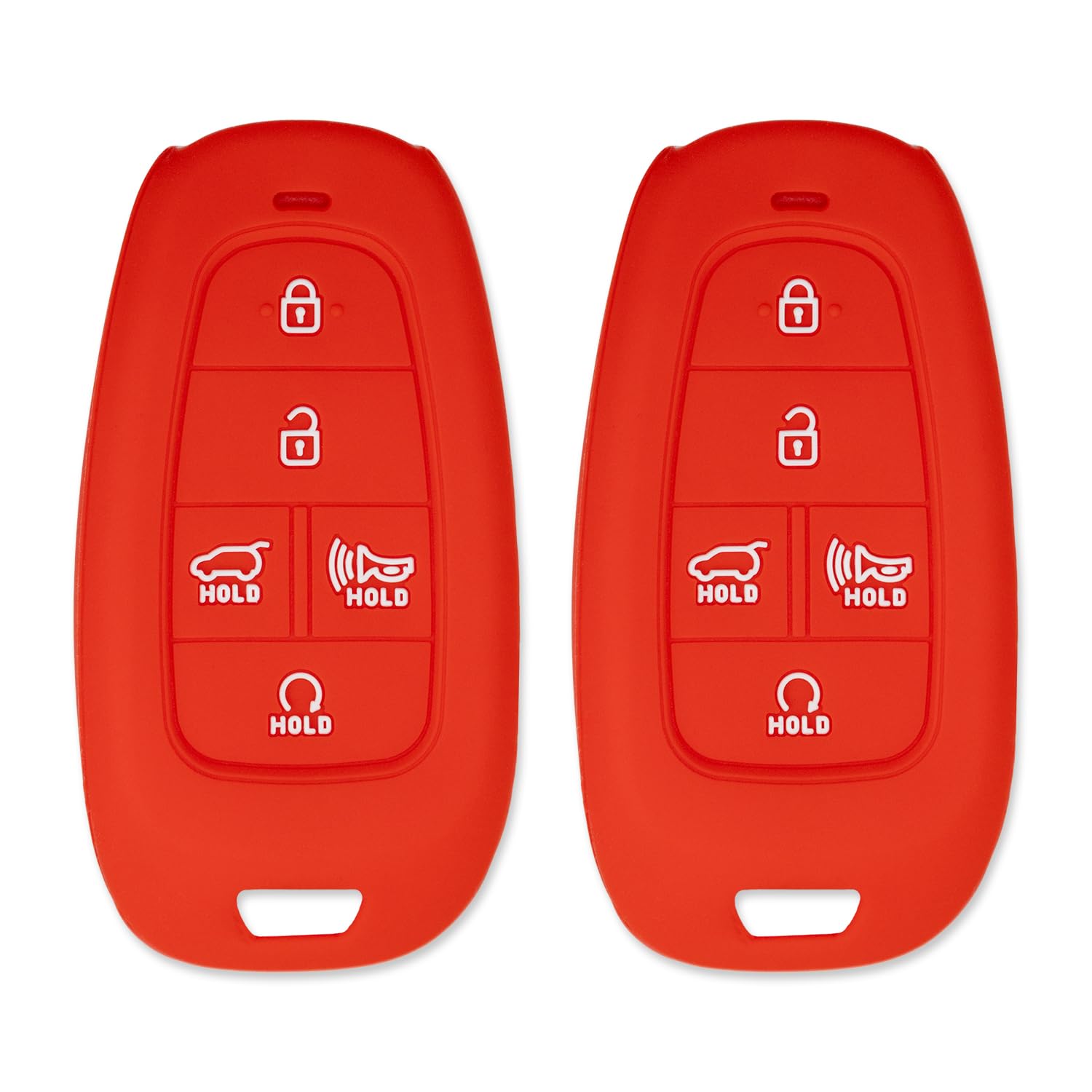 Silicone Key Cover for Hyundai Tucson Santa Fe Palisade Sonata IONIQ 5 Santa Cruz Nexo 2021-2024 ‎95440-S8550 (Double Red - 2 Pack)