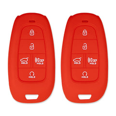 Silicone Key Cover for Hyundai Tucson Santa Fe Palisade Sonata IONIQ 5 Santa Cruz Nexo 2021-2024 ‎95440-S8550 (Double Red - 2 Pack)