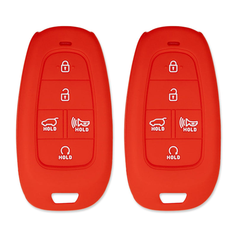 Silicone Key Cover for Hyundai Tucson Santa Fe Palisade Sonata IONIQ 5 Santa Cruz Nexo 2021-2024 ‎95440-S8550 (Double Red - 2 Pack)