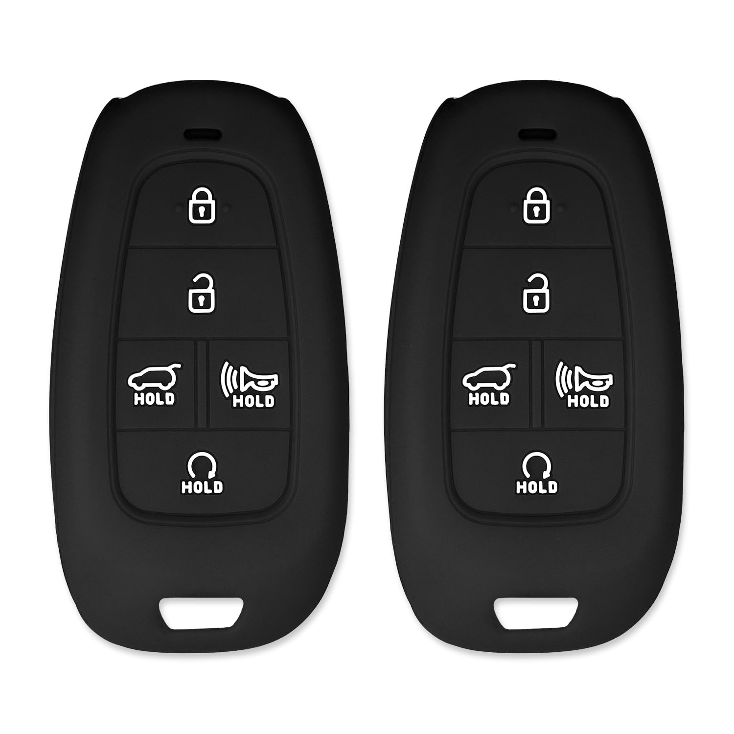 Silicone Key Cover for Hyundai Tucson Santa Fe Palisade Sonata IONIQ 5 Santa Cruz Nexo 95440-S8550 (Double Black - 2 Pack)