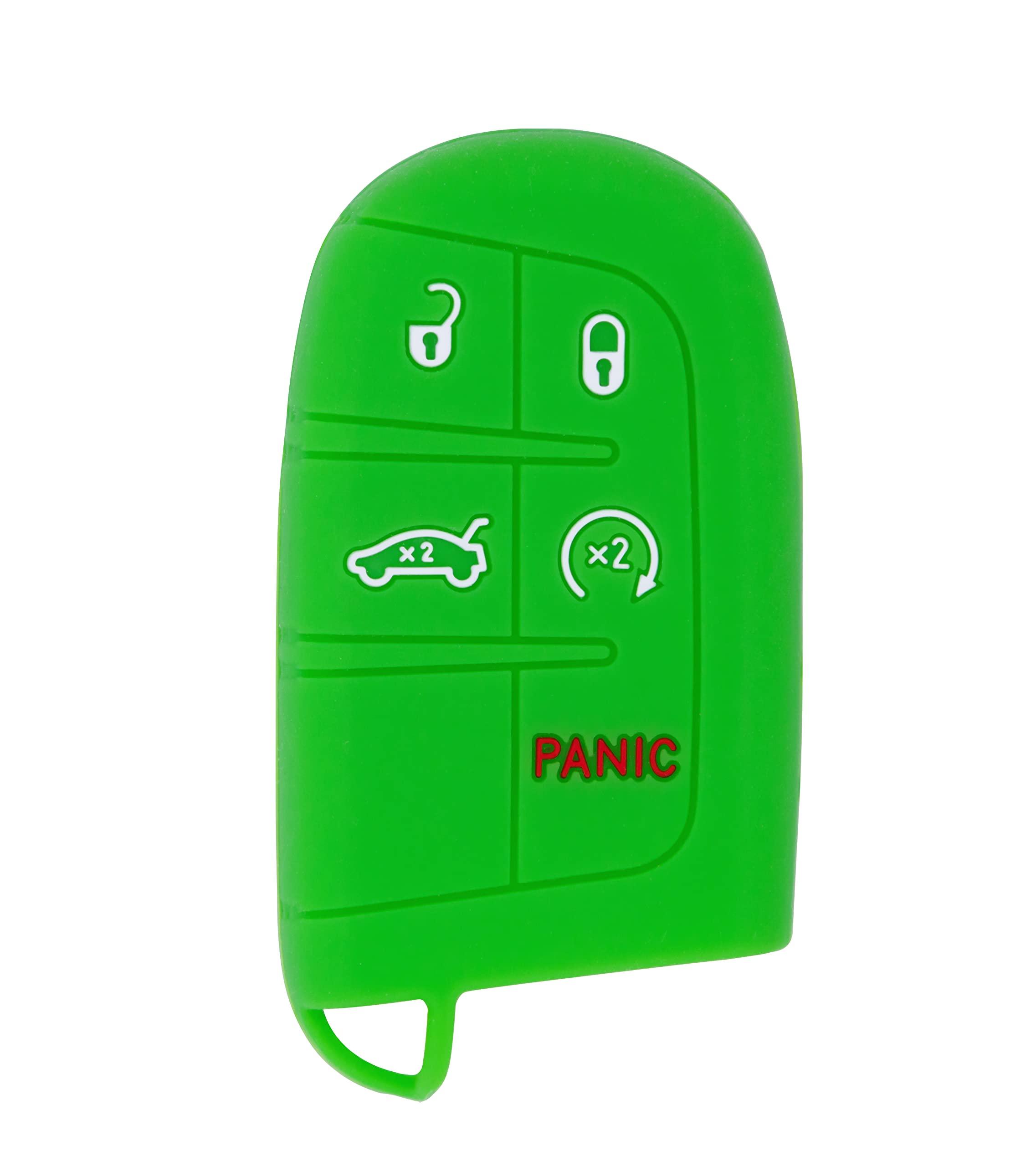 Silicone Key Cover for Jeep Grand Cherokee Compass Journey Durango 2011-2021 M3N40821302 68066350AG (5 Button - Green)