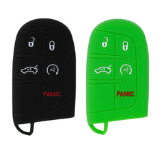 Silicone Key Cover for Jeep Grand Cherokee Compass Journey Durango 2011-2021 M3N40821302 68066350AG (Black & Green - 5 Button)