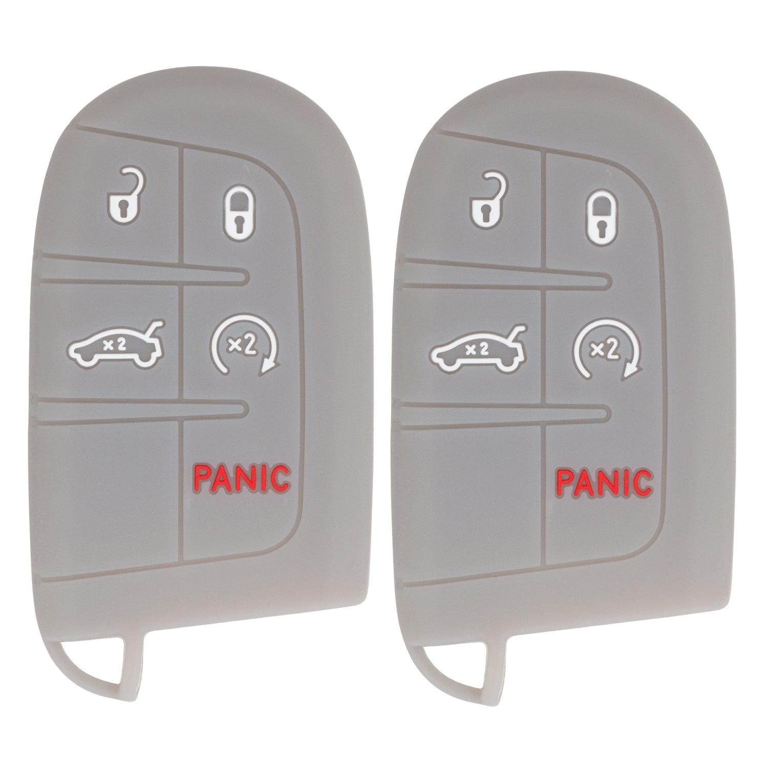 Silicone Key Cover for Jeep Grand Cherokee Compass Journey Durango 2011-2021 M3N40821302 68066350AG (Double Grey - 5 Button)