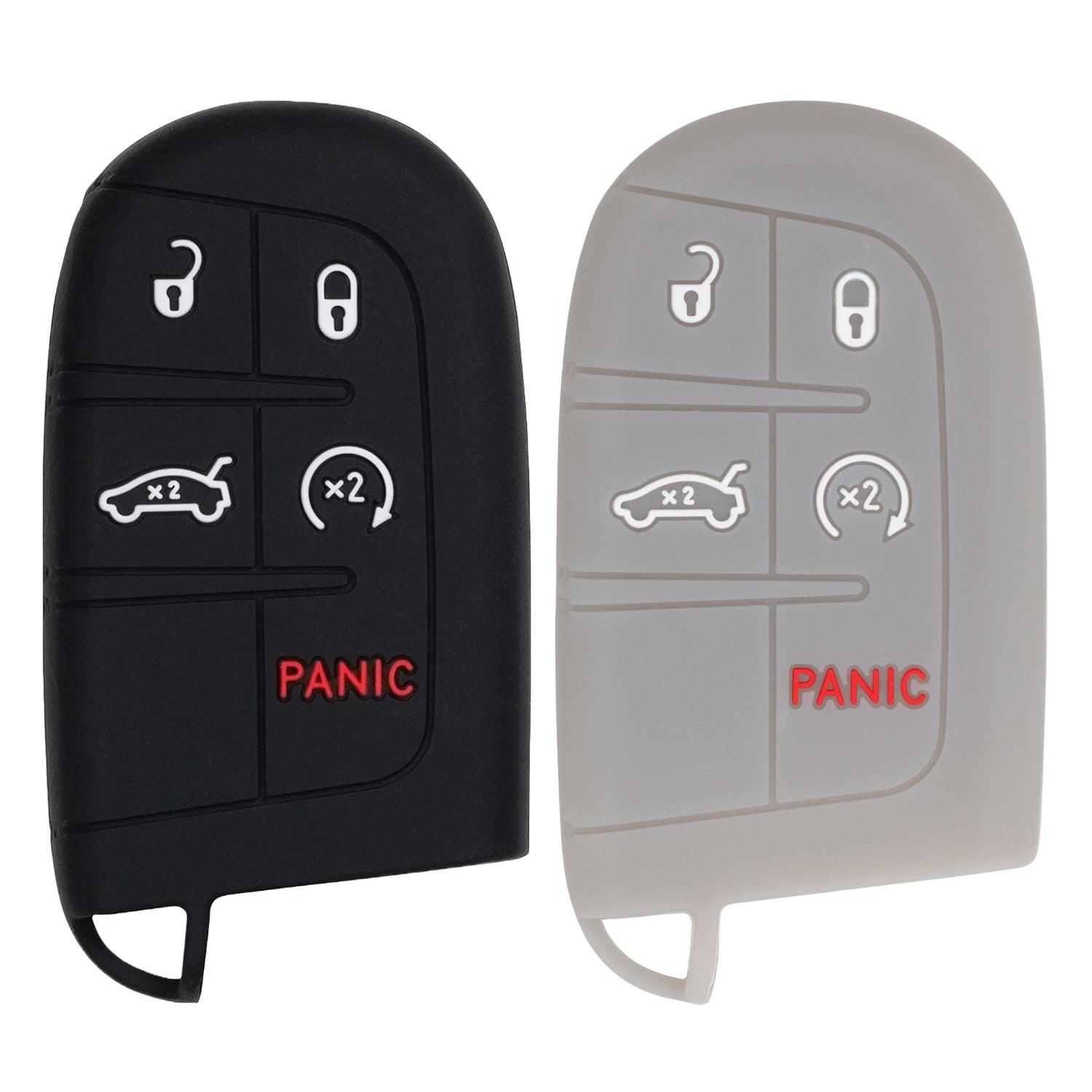 Silicone Key Cover for Jeep Grand Cherokee Compass Journey Durango 2011-2021 M3N40821302 68066350 (Black and Gray -5 Button)