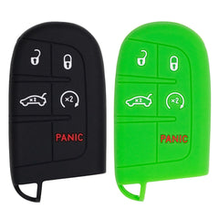 Silicone Key Cover for Jeep Grand Cherokee Compass Journey Durango 2011-2021 M3N40821302 68066350 (Black and Green - 5 Button)