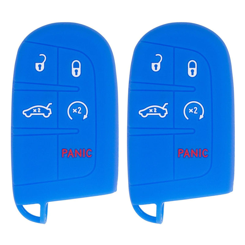 Silicone Key Cover for Jeep Grand Cherokee Compass Journey Durango 2011-2021 M3N40821302 68066350 (Double Blue - 5 Button)