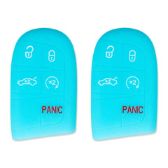 Silicone Key Cover for Jeep Grand Cherokee Renegade Compass Challenger Charger Durango Journey 68066350AG (Glow Blue - 2 Pack)
