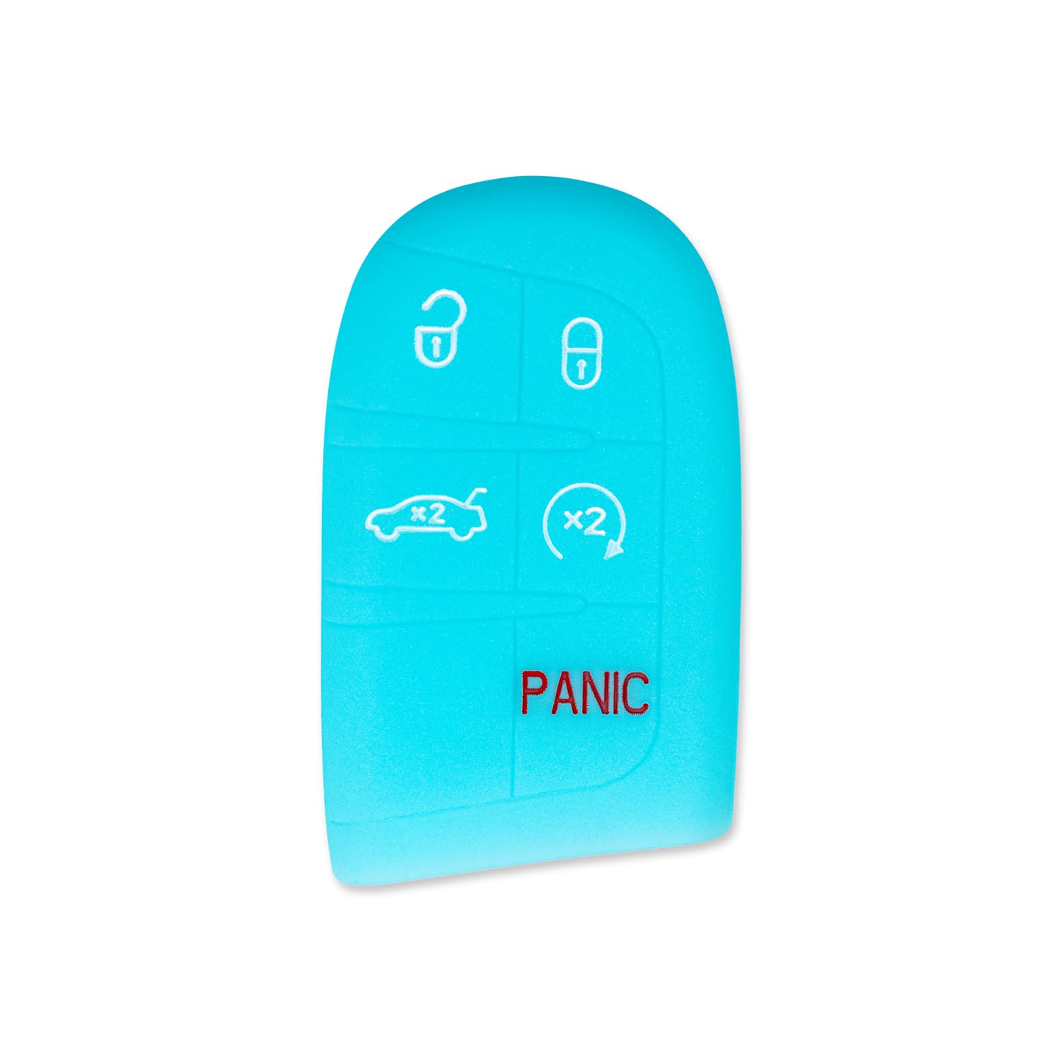 Silicone Key Cover for Jeep Grand Cherokee Renegade Compass Challenger Charger Durango Journey 68066350 (Glow Blue - 5 Button)