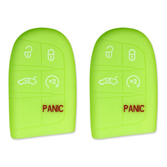 Silicone Key Cover for Jeep Grand Cherokee Renegade Compass Challenger Charger Durango Journey 68066350 (Glow Green - 5 Button)