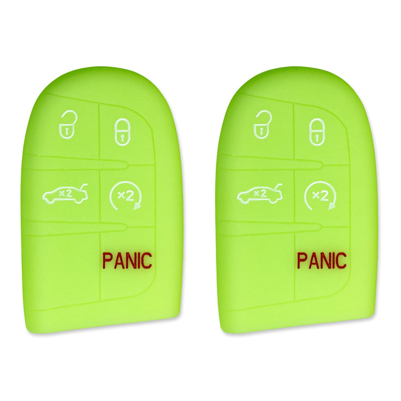 Silicone Key Cover for Jeep Grand Cherokee Renegade Compass Challenger Charger Durango Journey 68066350 (Glow Green - 5 Button)