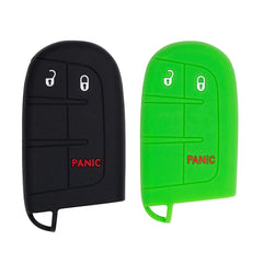 Silicone Key Cover for Jeep Renegade Grand Cherokee Compass Journey Dart Charger Durango 2011-2021 M3N-40821302 68066350 (Black & Green - 3 Button)