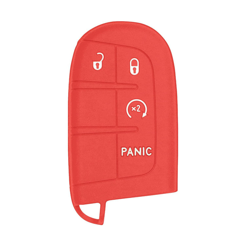 Silicone Key Cover for Jeep Renegade Grand Cherokee Compass Journey Durango Charger 300 200 Cherokee 2011-2021 M3N40821302 68066350AG (Red - 4 Button)