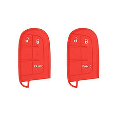 Silicone Key Cover for Jeep Renegade Grand Cherokee Compass Journey Durango Charger 300 200 Cherokee M3N40821302 68066350AG (Double Red - 3 Button) 
