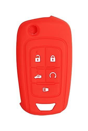Silicone Key Cover for Malibu Impala Cruze Camaro Equinox Sonic 2010-2020 P409MK74946931 5921873 (Red - 5 Button)