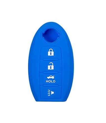Silicone Key Cover for Maxima Sentra M45 M35 2006-2012 CWTWBU735 285E3-EW81D (4 Button - Blue)