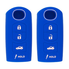 Silicone Key Cover for Mazda 3 6 CX-5 CX-7 CX-9 MX-5 Miata CX-3 2 Speed 3 2009-2020 KR55WK49383 D6Y1-76-2GXB (Double Blue - 4 Button)
