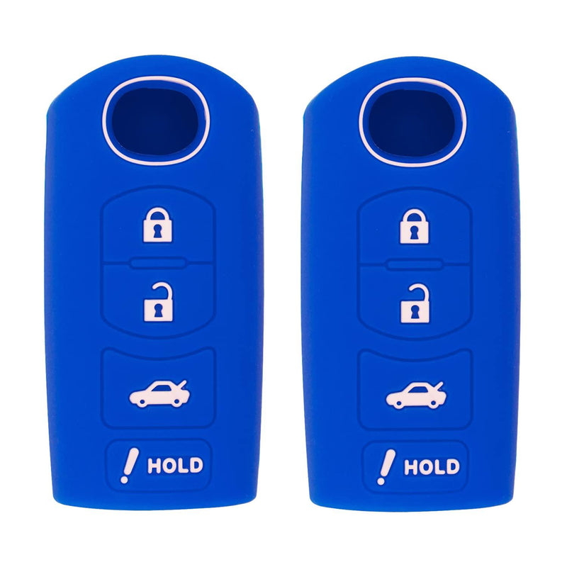 Silicone Key Cover for Mazda 3 6 CX-5 CX-7 CX-9 MX-5 Miata CX-3 2 Speed 3 2009-2020 KR55WK49383 D6Y1-76-2GXB (Double Blue - 4 Button)