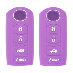 Silicone Key Cover for Mazda 3 6 CX-5 CX-7 CX-9 MX-5 Miata CX-3 2 Speed 3 2009-2020 KR55WK49383 KDY3-76-201 (4 Button - Double Purple)