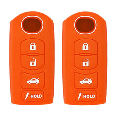 Silicone Key Cover for Mazda 3 6 CX-5 CX-7 CX-9 MX-5 Miata CX-3 2 Speed 3 KR55WK49383 D6Y1-76-2GXB (Double Orange - 4 Button)