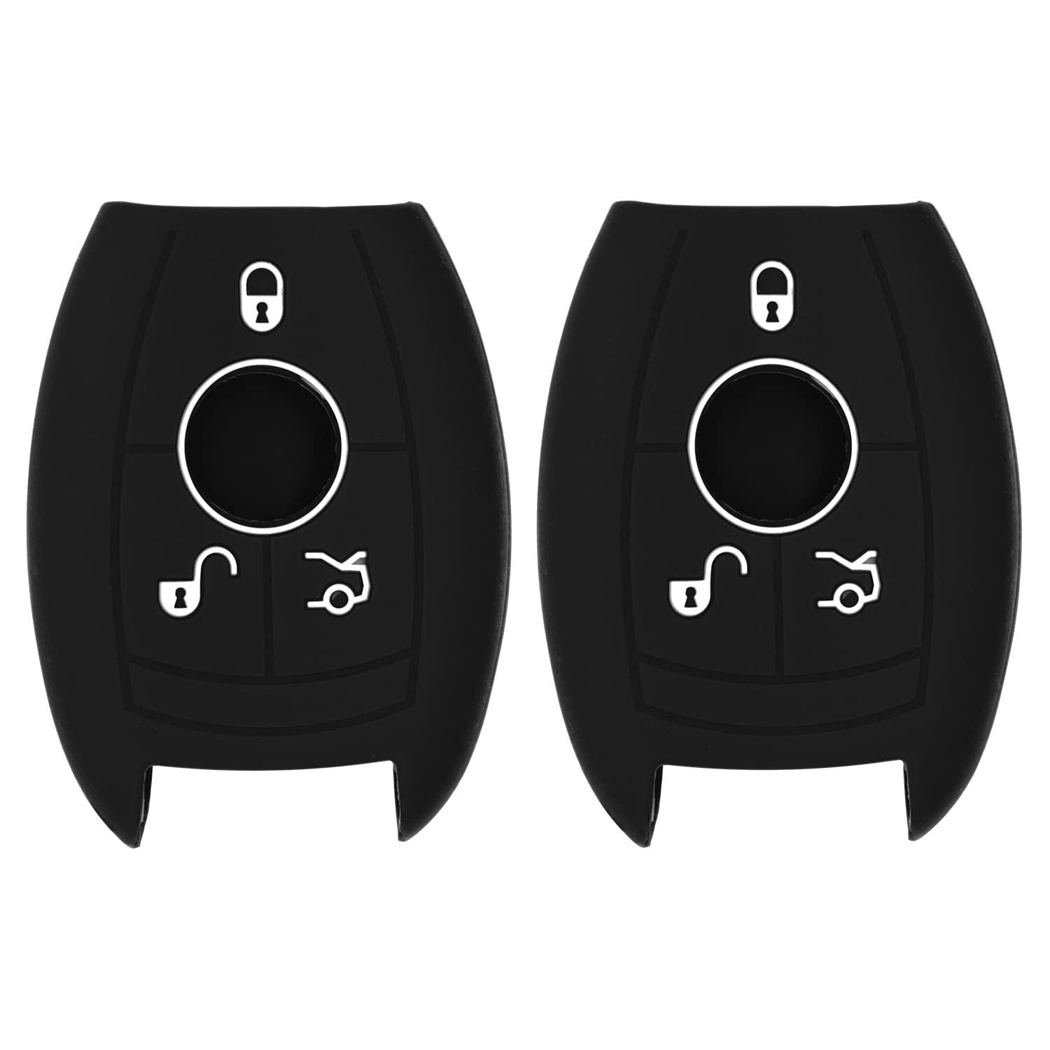 Silicone Key Cover for Mercedes Benz 2006-2012 (3 Button - Double Black)