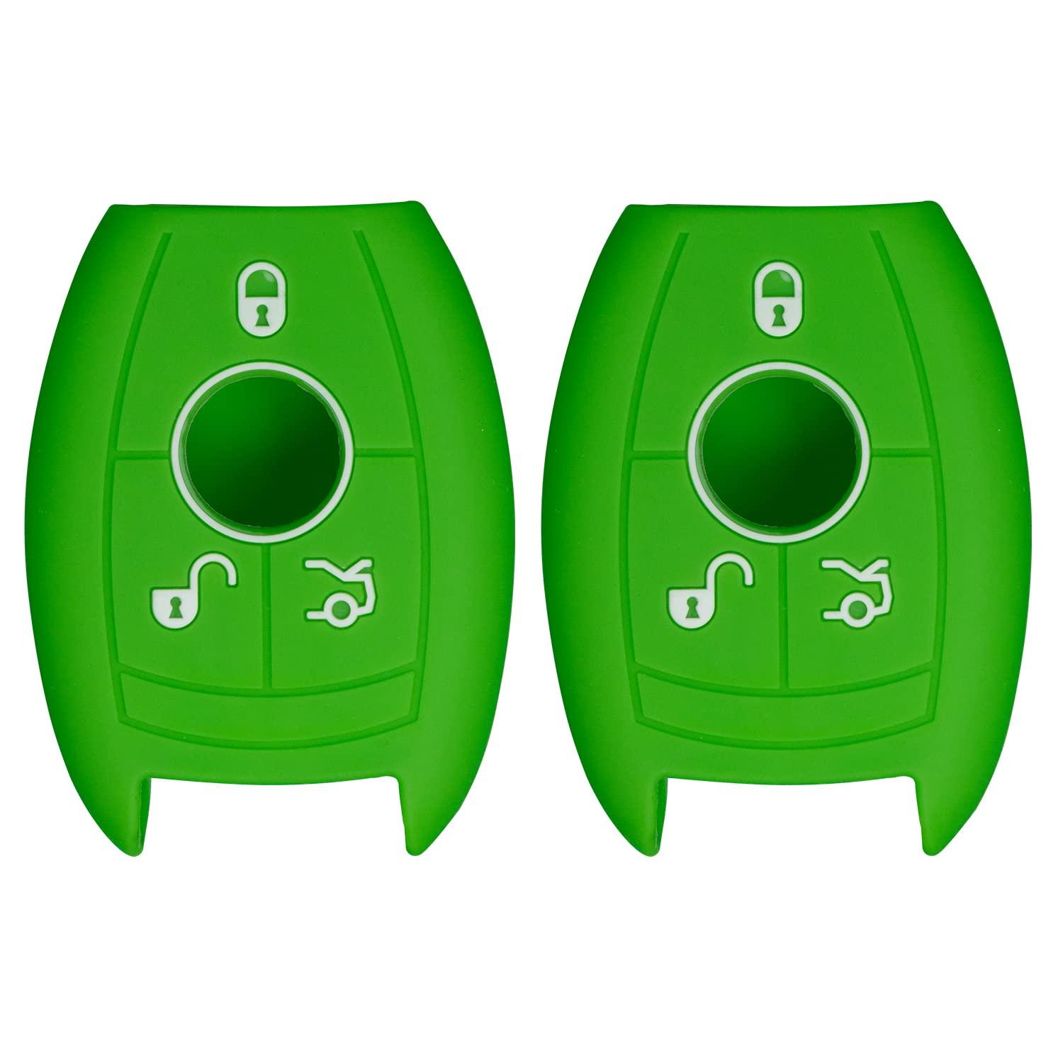 Silicone Key Cover for Mercedes Benz 2006-2012 (3 Button - Double Green)